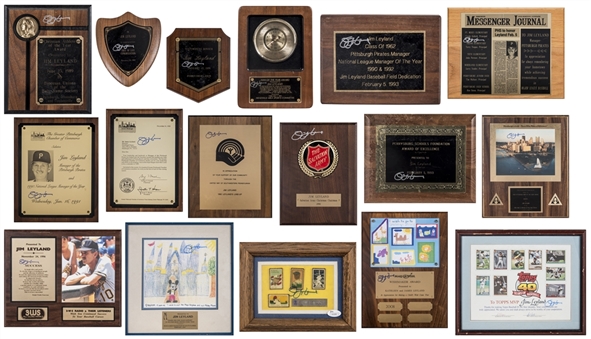 Lot of (17) Jim Leyland Signed Awards & Recognitions Presented To Leyland (JSA)